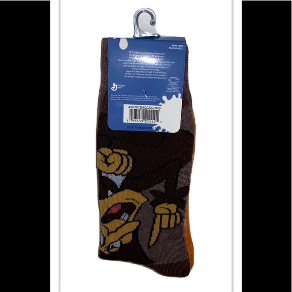 Count Chocula Crew Socks 2 Pair Men 6-12 Orange Brown w Monster Cereal Breakfast - Picture 3 of 12